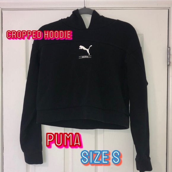 Puma hoodie black cropped logo athlesiure - Picture 4 of 10